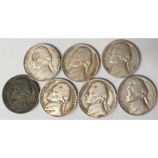 UNITED STATES OF AMERICA 1940 - 1964 . ONE 1 DIME . 7 COINS